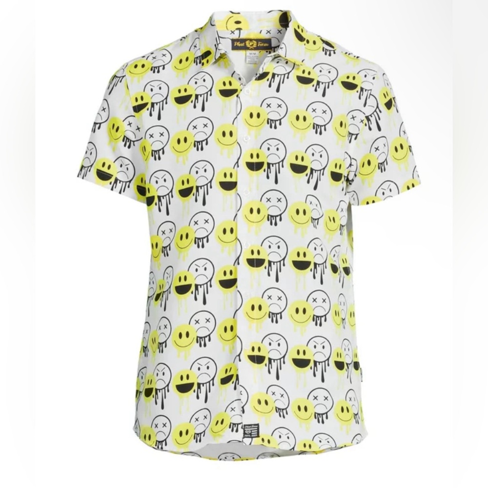 Phat Farm Juniors (male) Smiley Button Front Shirt with Short Sleeves